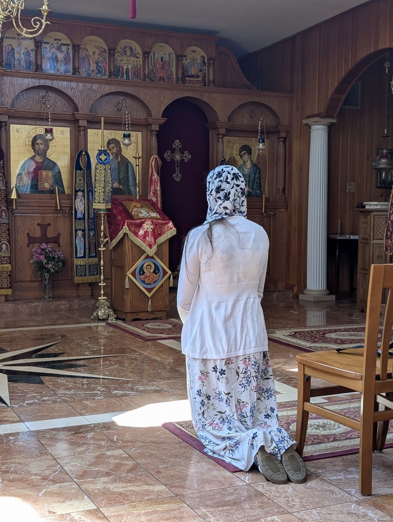 Prayer before the iconostasis
